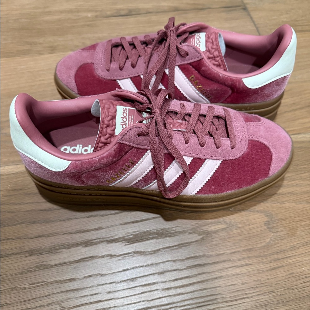 Adidas Women's Rose and White Sneakers